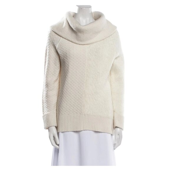 Christian Siriano Sweaters - Christian Siriano Ivory Wool Acrylic Blend Cowl Neck Chic Sweater Size Medium